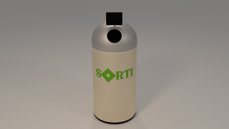 Render frontale del cestino intelligente Sorti